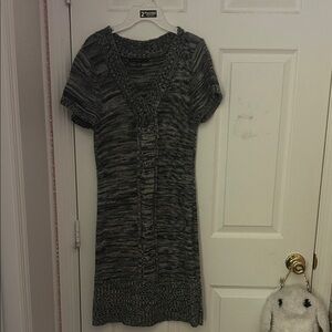Tiana B. Charcoal V-Neck Sweater Dress